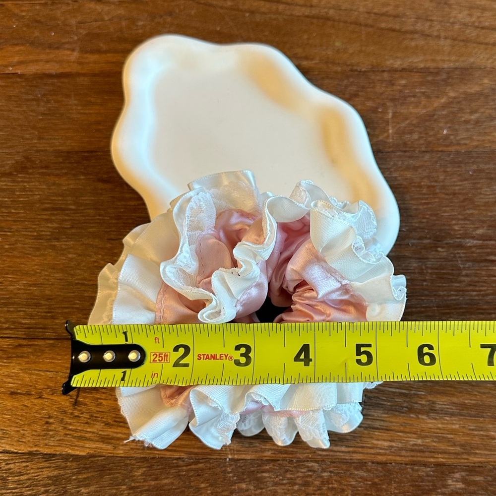 Pink Satin Lace Scrunchie Oversized Ruffle Hair Tie Coquette Balletcore Hair - Picture 4 of 4
